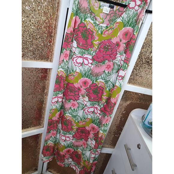 Vintage James.S Casuals Floral Dress Large Vacation and Tropical - Picture 2 of 16
